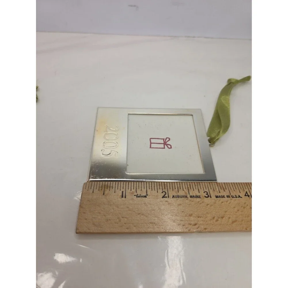 Set Of 2 Pottery Barn silver-plated 2x2 Photo Frame Ornaments Christmas 2005 NEW